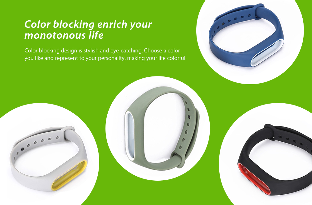 Wristband for Xiaomi Mi Band 2 Color Blocking Anti-lost Design