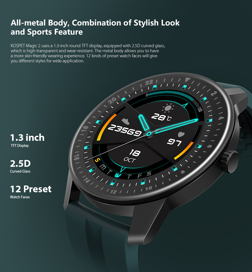 Kospet MAGIC 2 1.3 inch Smart Watch All-metal Body
